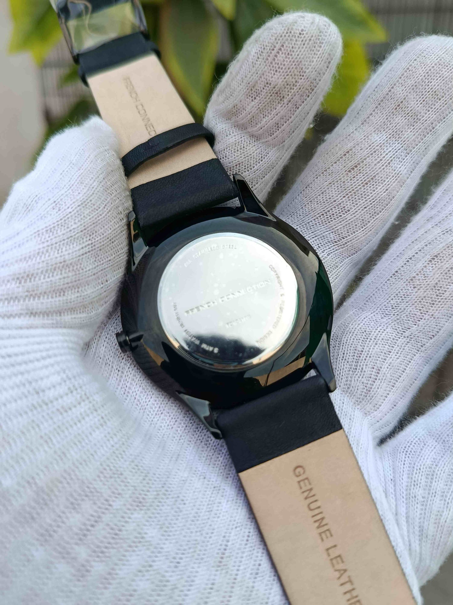 French Connection Minimalist All-Black Sleek Analog Watch