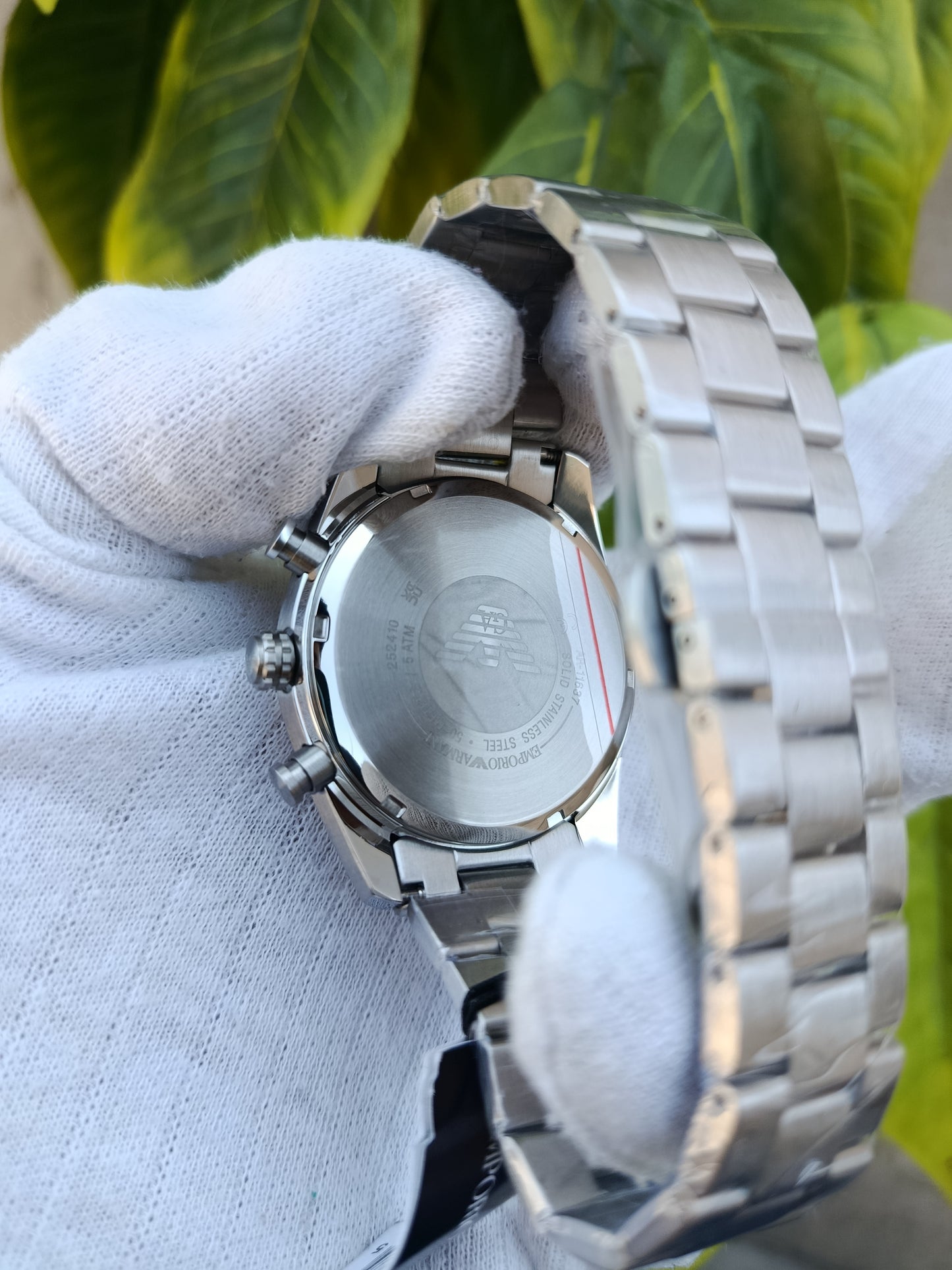 Emporio Armani Men's Chronograph Watch AR11637 – Silver Stainless Steel Bracelet, Green Dial