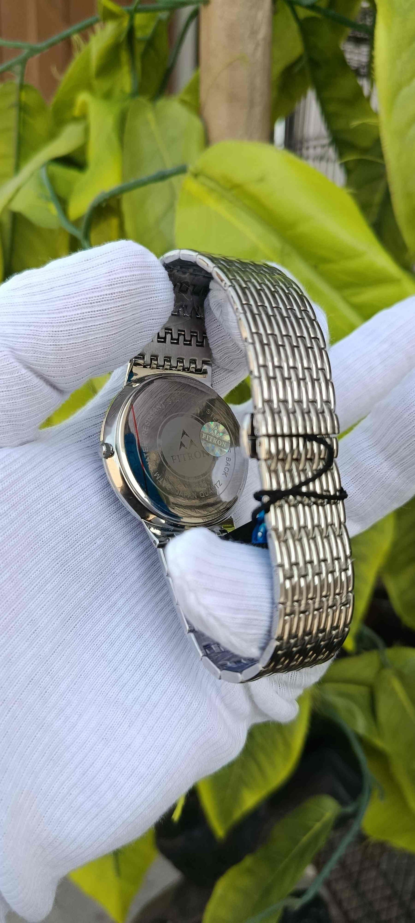 Fitron Men's Blue Dial Dress Watch with Textured Dial and Crystal Markers