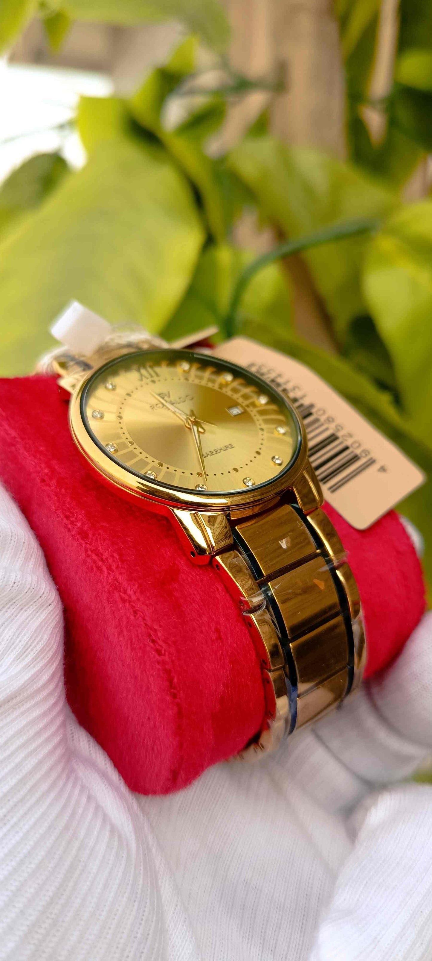 ROVALDO Gold Dial Diamond Sapphire Watch Blue Ceramic Layer