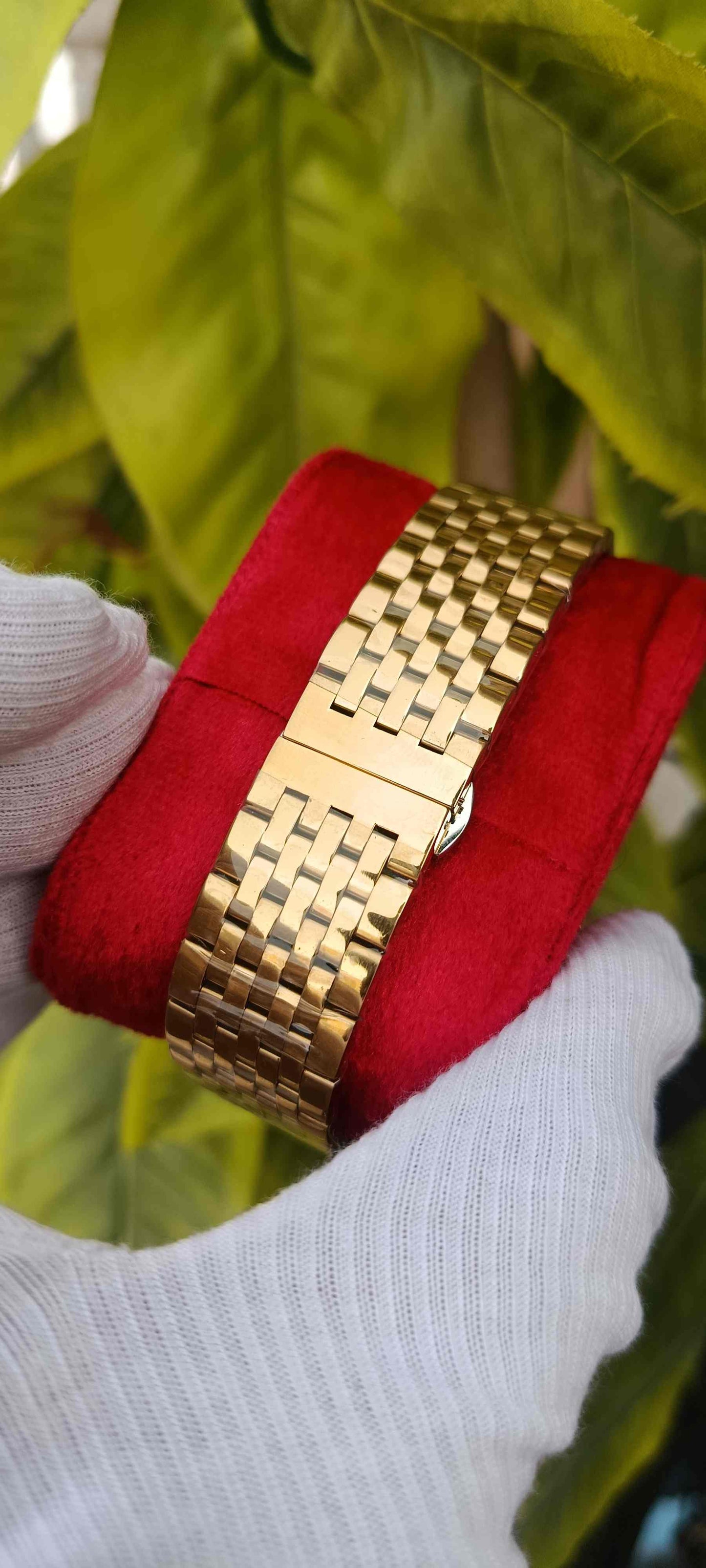 FITRON Gold Dial Diamond Sapphire Watch | Gold Stainless Steel Bracelet