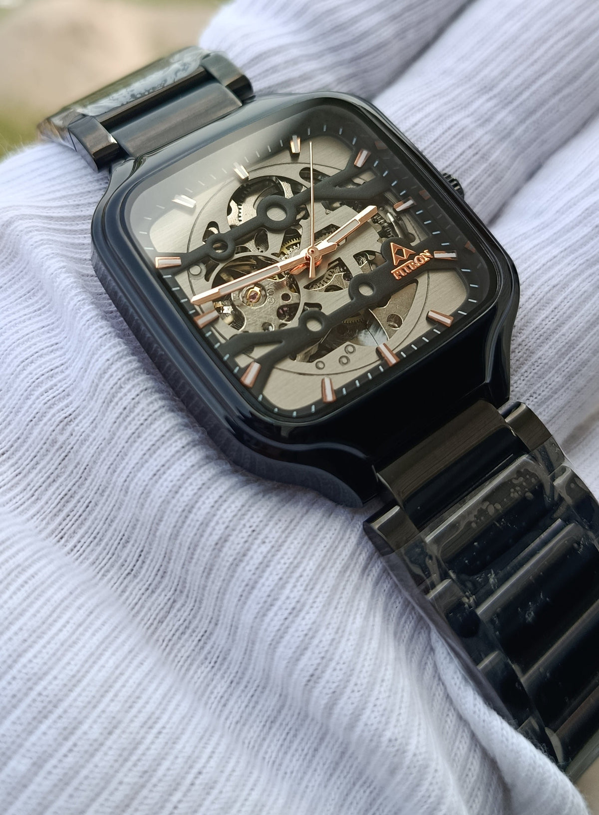 Fitron Men's Square Skeleton Mechanical Watch