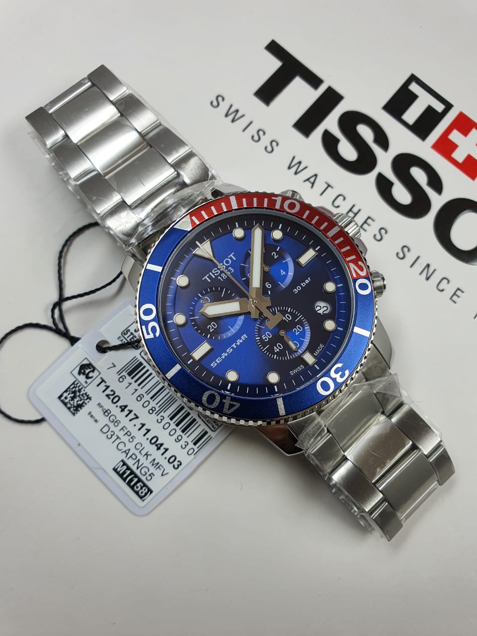 Tissot T120.417.11.041.03 Seastar 1000 Chronograph "Pepsi" Men's Blue Dial Diver Swiss Watch