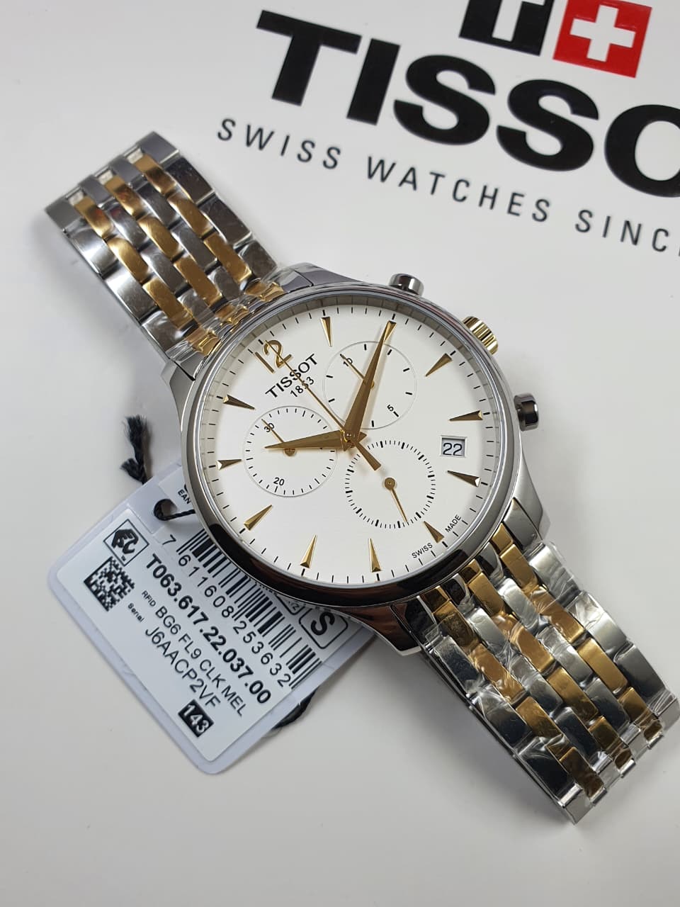 Tissot T063.617.22.037.00 Tradition Chronograph Men's Two-Tone White Dial Swiss Watch