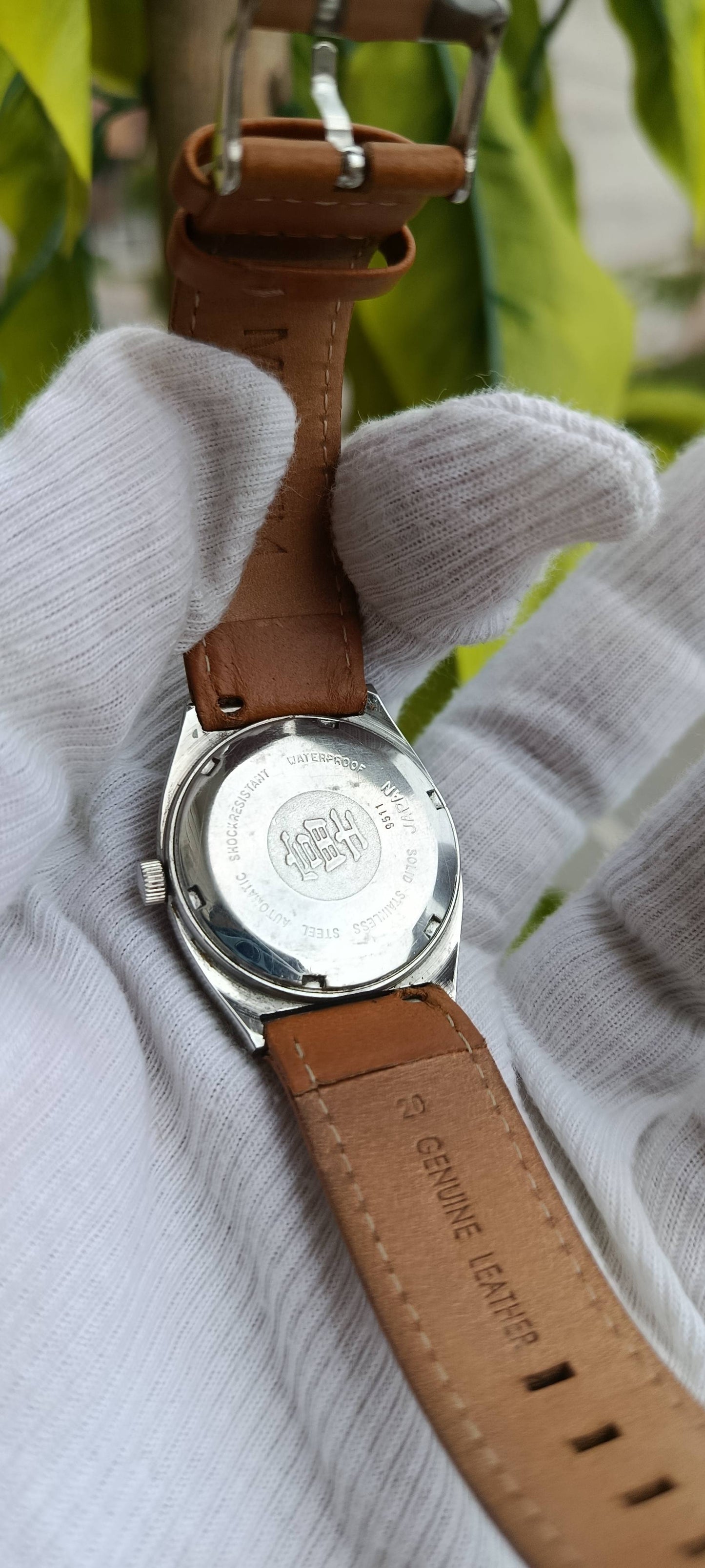 Fuji Automatic Vintage Watch – Blue Dial, 25 Jewels, Day/Date, Tan Leather Strap, Made in Japan