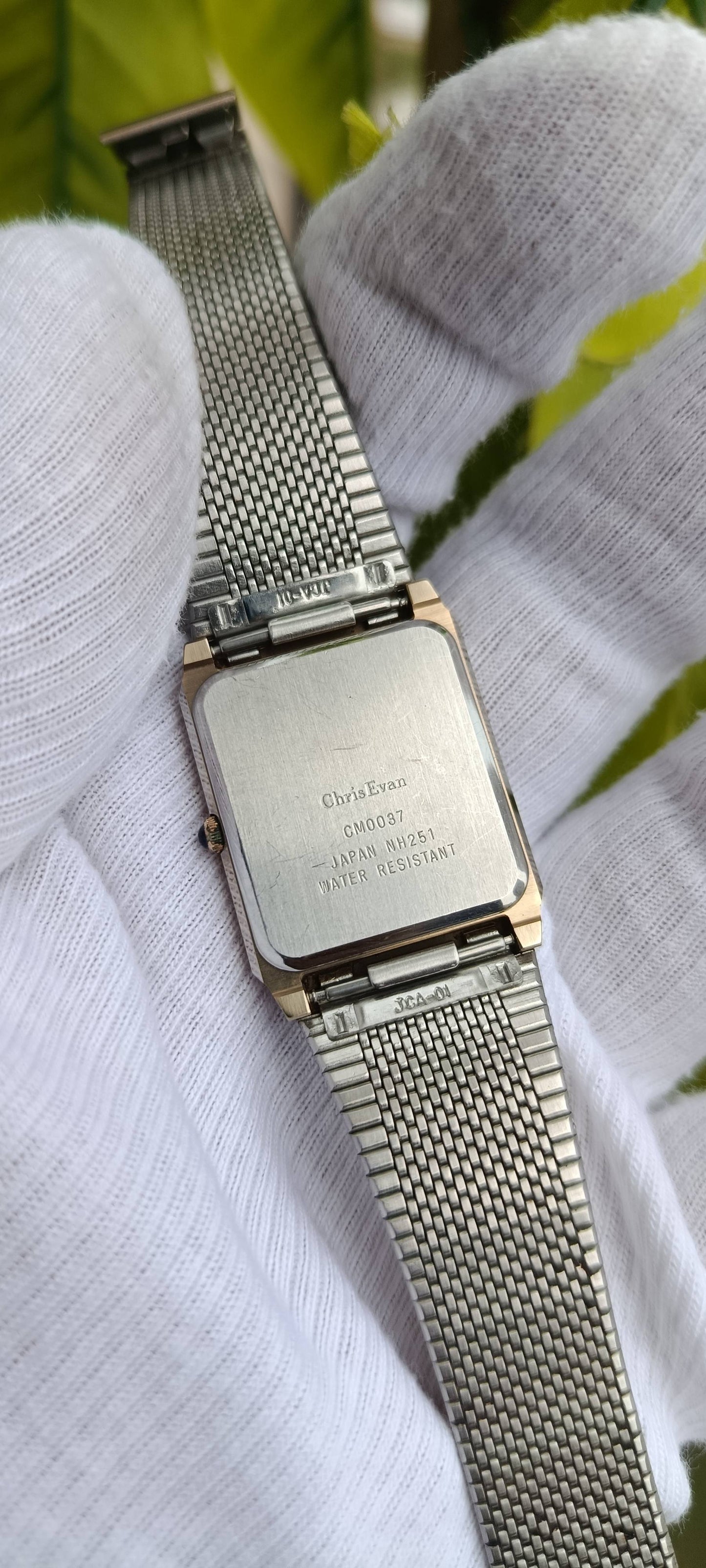 Vintage Chris Evan Quartz Watch | Rectangular Case | Silver-Tone Mesh Bracelet | Japan Movement