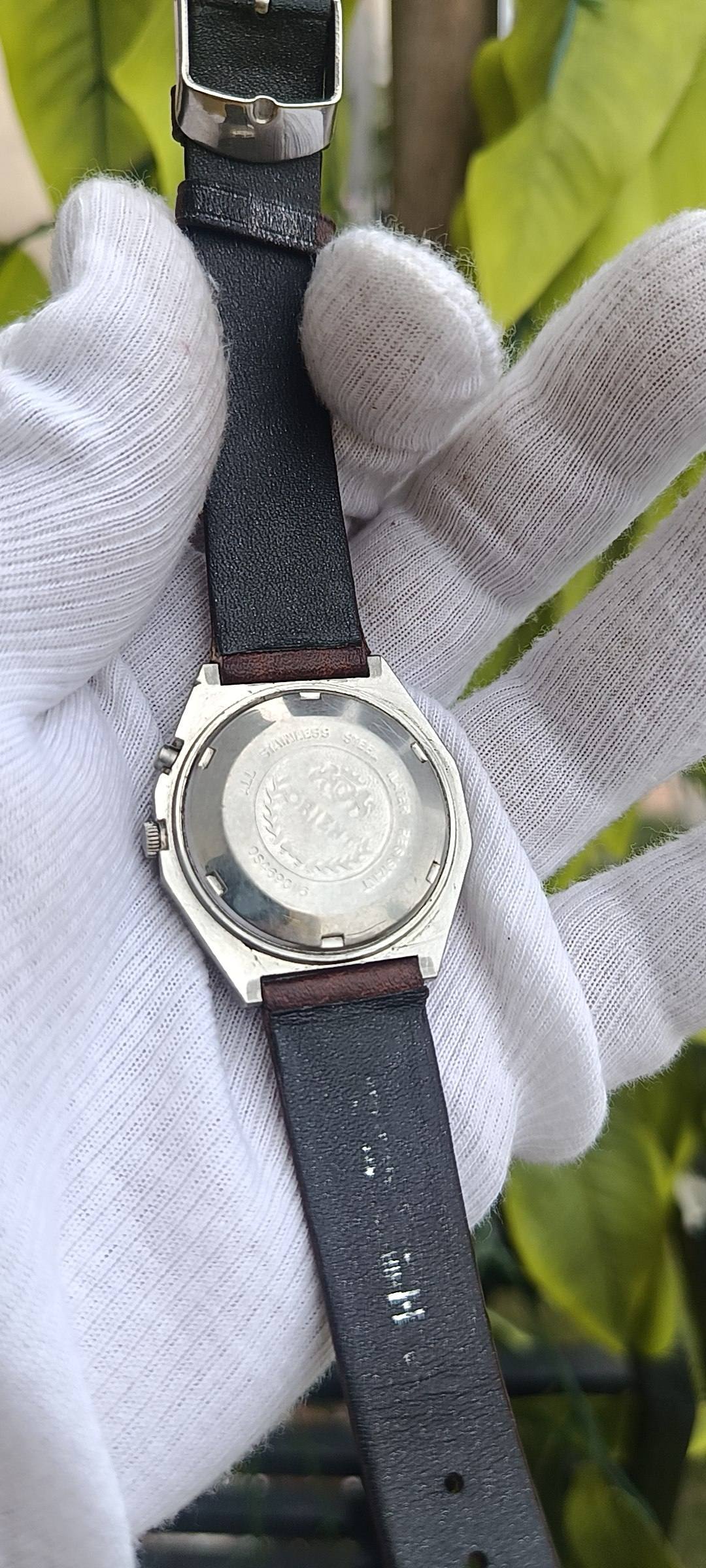 Vintage Orient Crystal 3 Star Automatic Watch | 21 Jewels | Day-Date | Octagonal Case | Leather Strap