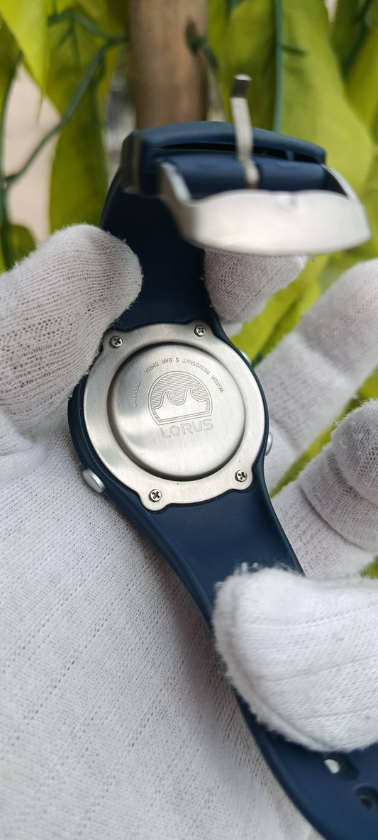 Lorus Digital Sports Watch | LCD Display | Alarm & Chime | 50m Water Resistant | Navy Blue