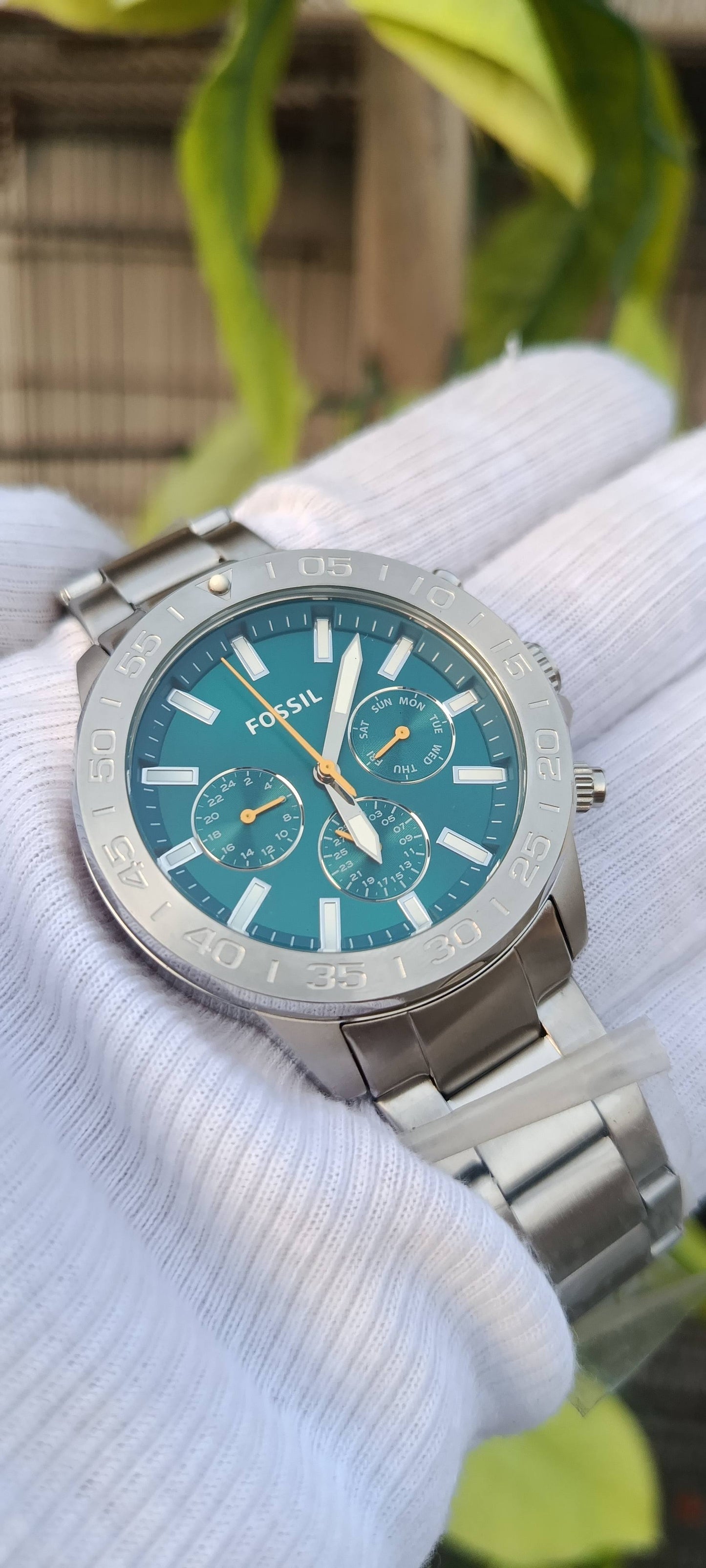 Fossil Bannon Men's Teal Dial Multifunction Watch – Stainless Steel