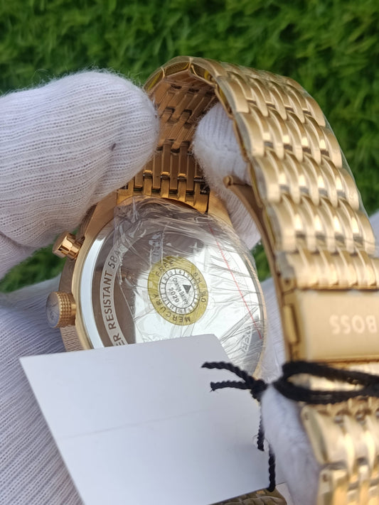Hugo Boss Chronograph Men's Watch Gold Grey Dial