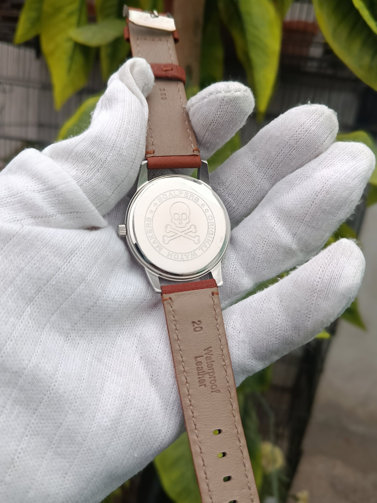 Scalpers Men’s Analog Watch – Black Dial with Brown/Tan Leather Strap