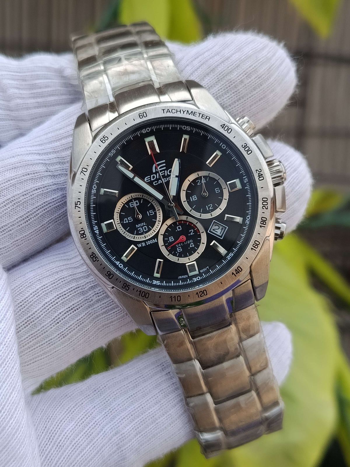 Casio Edifice Men's Chronograph Watch – Black Dial, Silver Stainless Steel