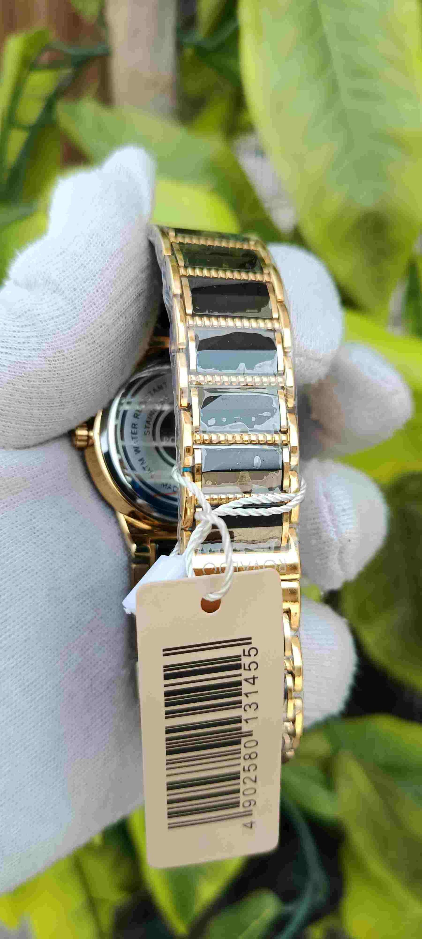 Rovaldo Sapphire Crystal Watch – Black Ceramic & Rose Gold, Diamond Markers, Textured Dial, Date Display