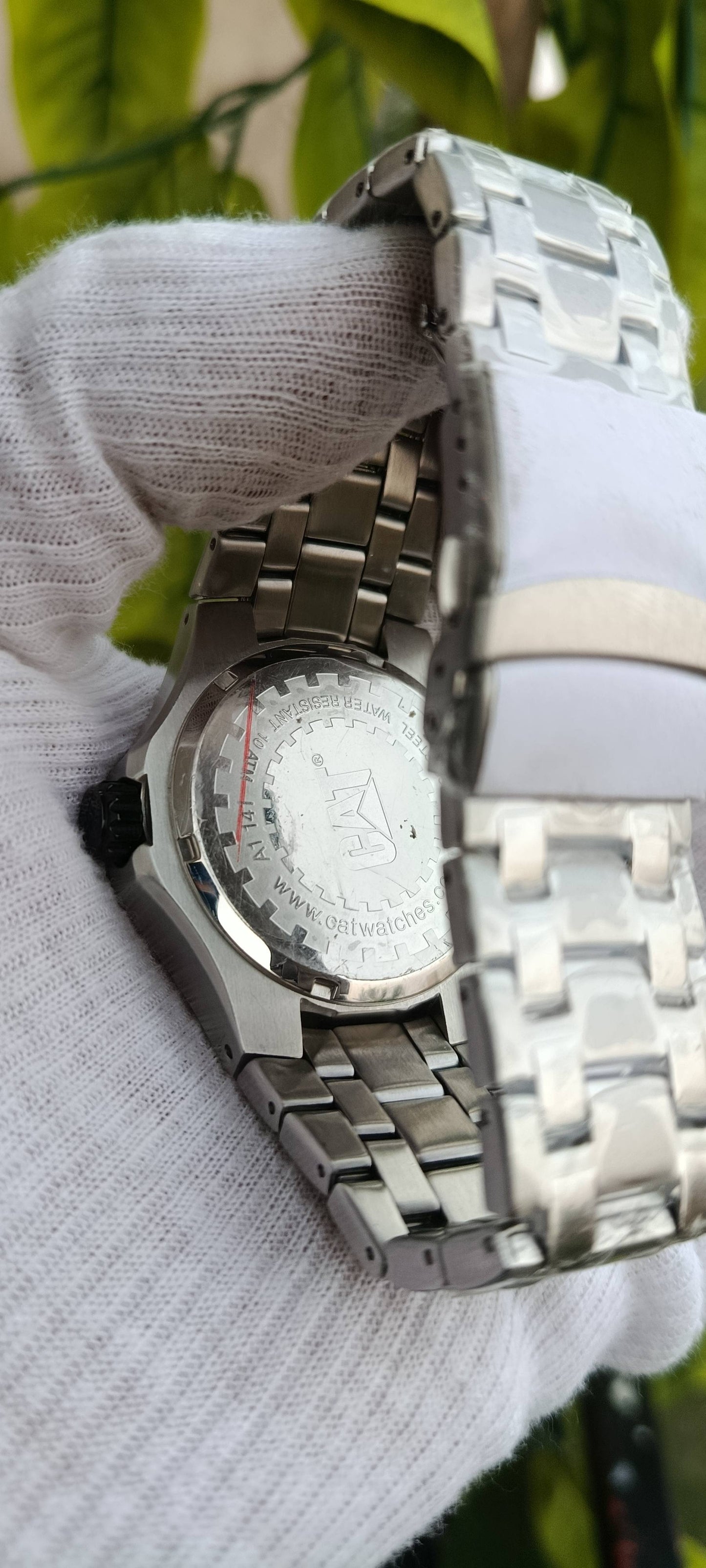 CAT (Caterpillar) Men's Watch – White Dial, Stainless Steel Case & Bracelet, Date Display