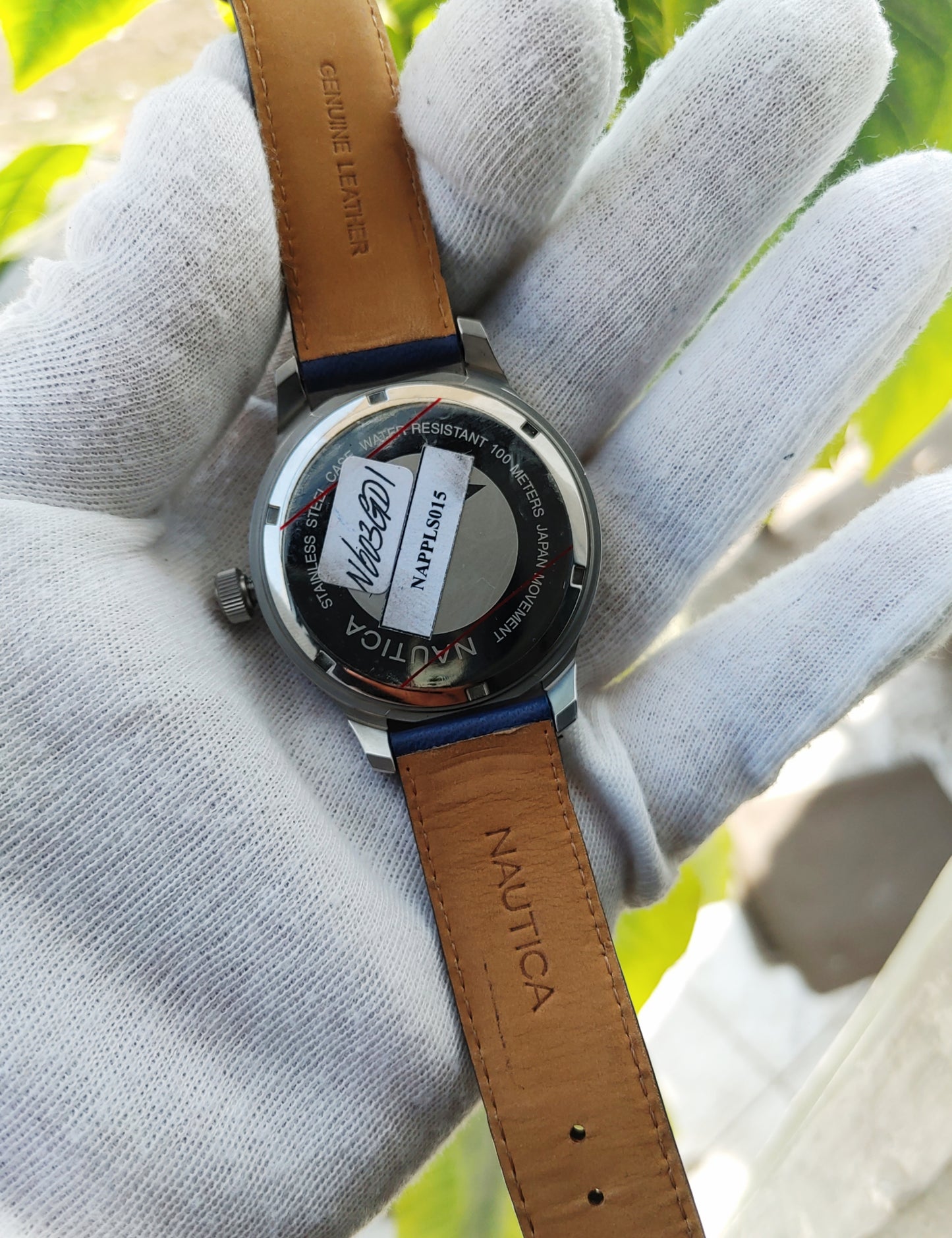 Nautica NAPPLS015 Leather Strap Watch