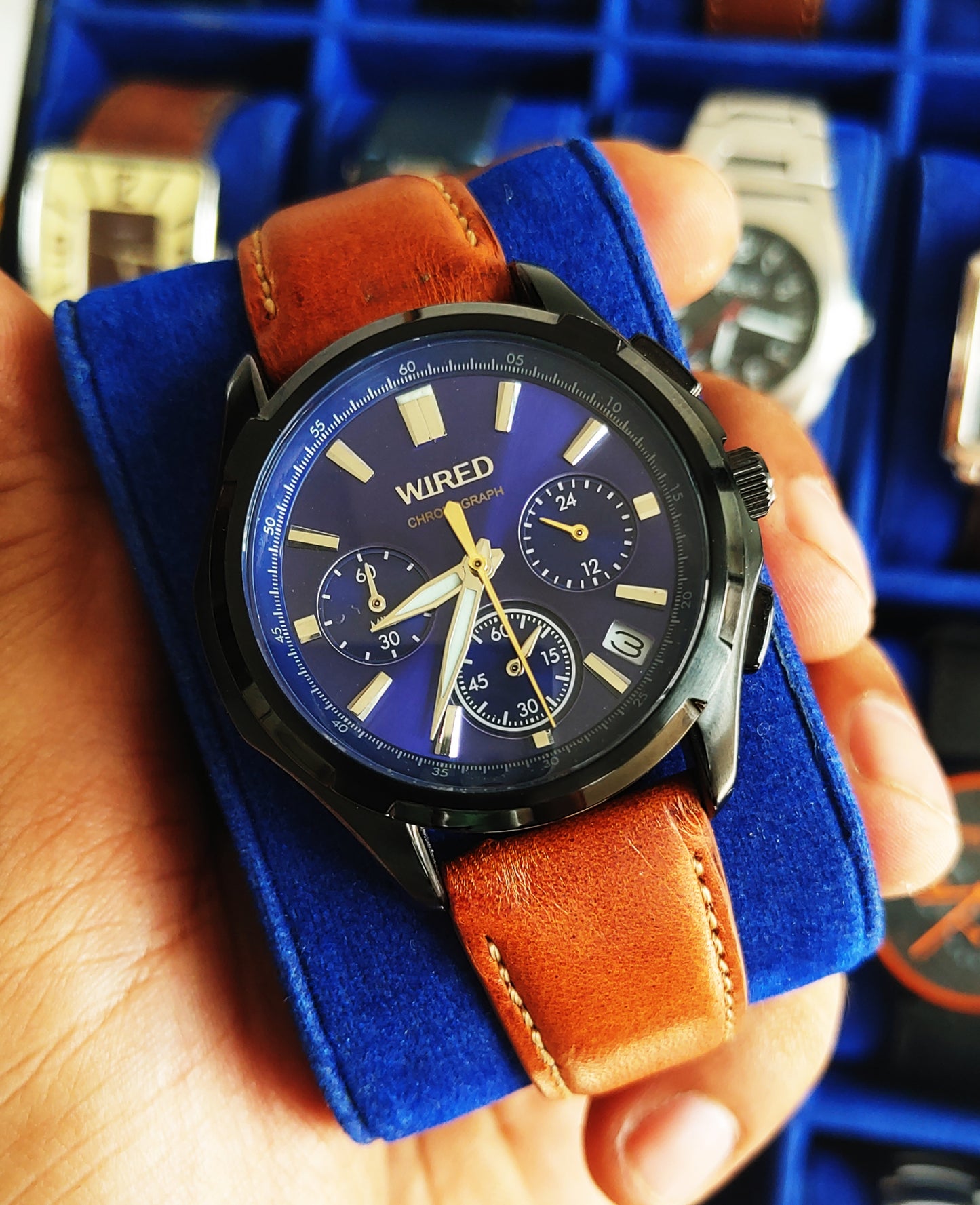 Wired VK63-K013 Leather Brown Strap Men's Watch