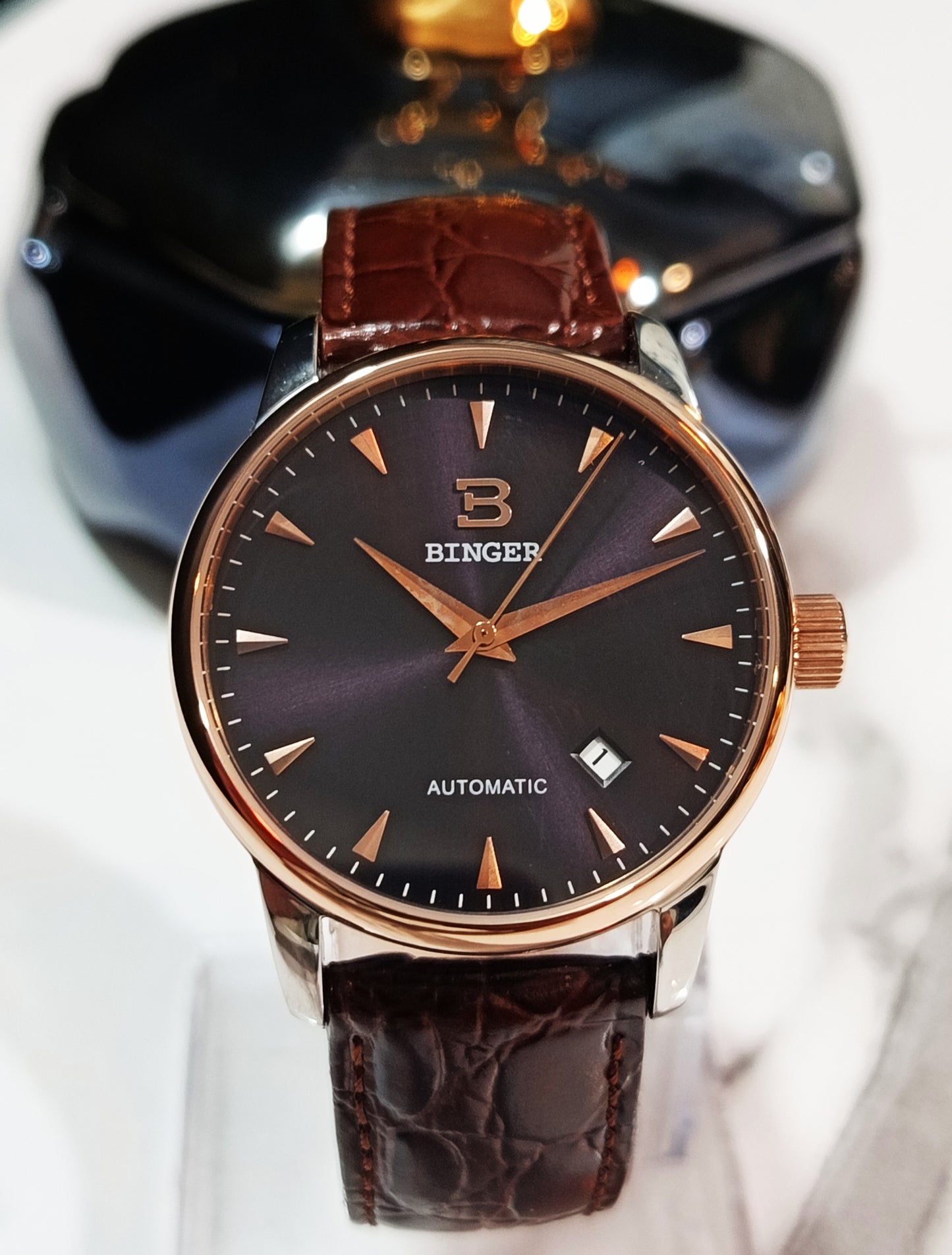 Binger Automatic B5005M-1 Watch in Brown Strap For Men