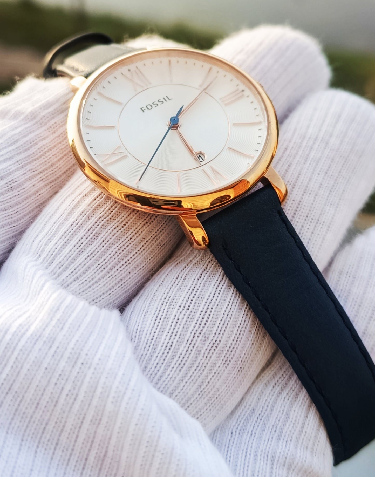 Fossil Jacqueline Navy Leather Watch ES3843