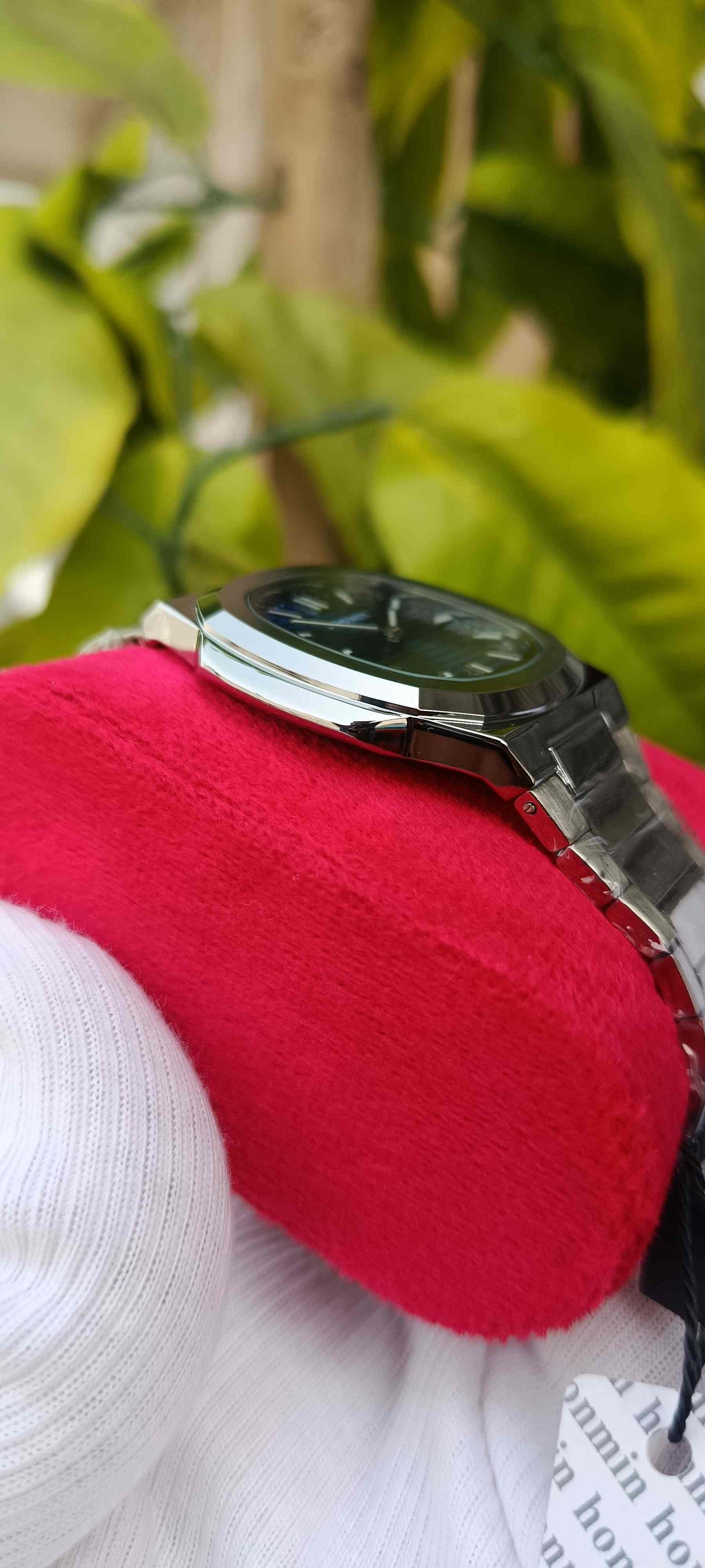 HONMIN Blue Dial Bar Marker Sapphire Watch | Silver Metal Polish Bracelet with Square Case