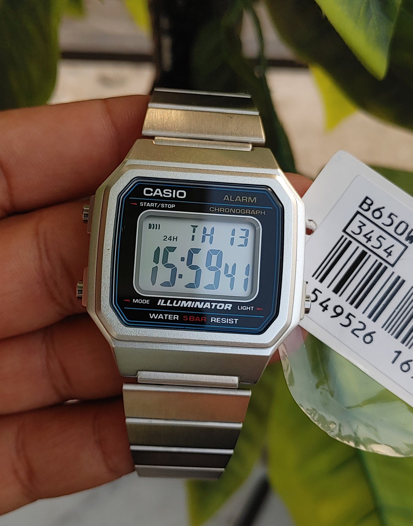 Casio Men’s B650WD-1ACF Classic Digital Quartz Watch – Silver Stainless Steel, LED Backlight, Alarm, 100M Water Resistant