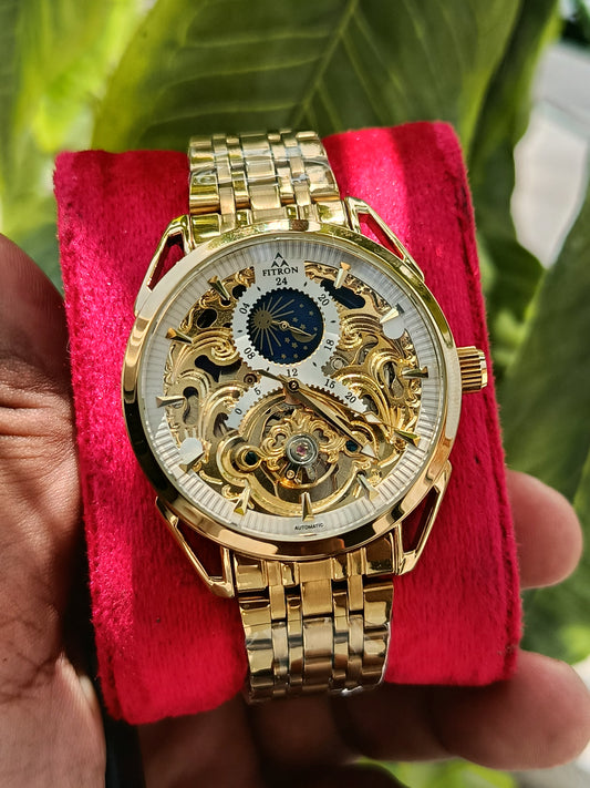 Fitron Gold Colour Moonphase Men's Watch FT8849G