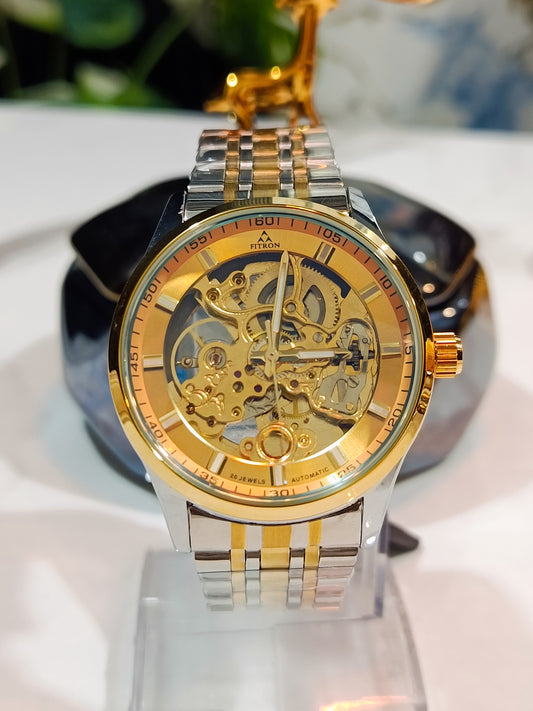 Fitron Double Tone Skeleton FT8021G Men's Watch