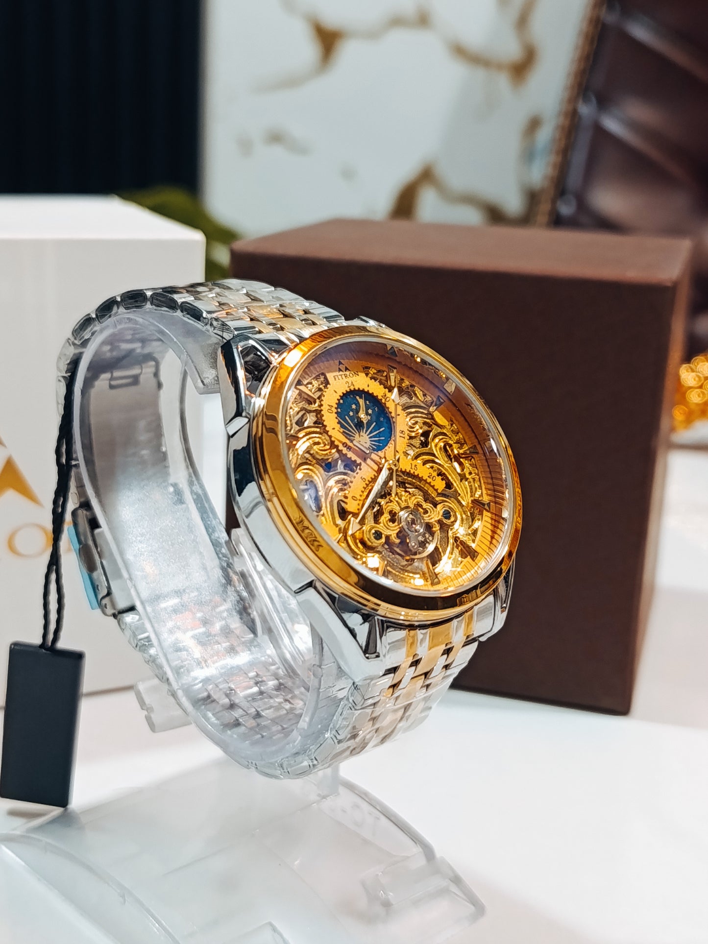 Fitron Automatic Moonphase FT.8065G Men's Watch yellow Gold Dial