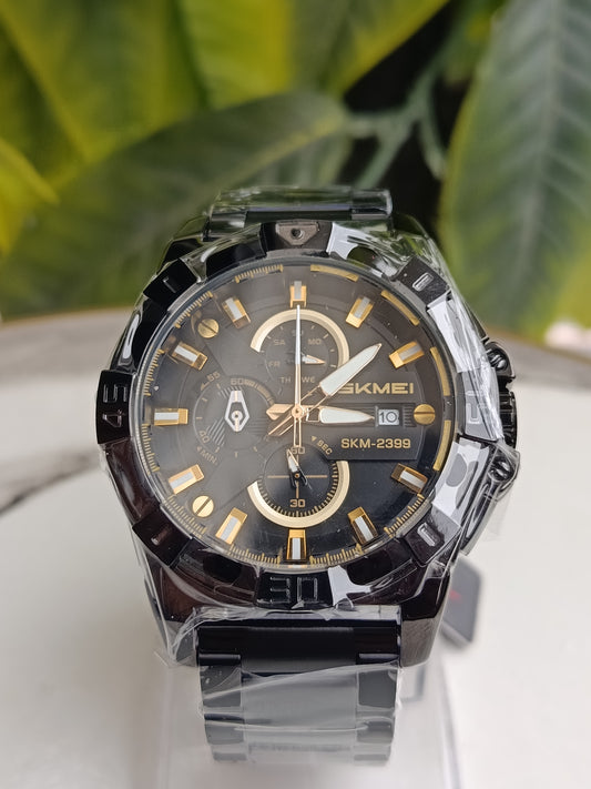 Skmei 2399 Chronograph Watch – Waterproof Black Sports Wristwatch for Men
