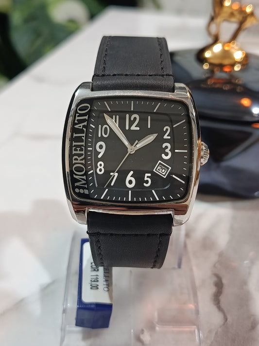 Morlatto Men's Black Leather Strap
