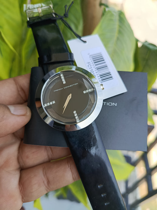 Fcuk Women's Watch Black Leather Strap