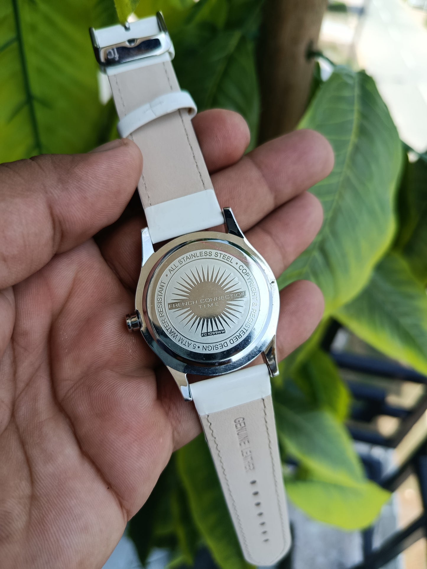 French Connection Fcuk Women's White Leather Strap Watch