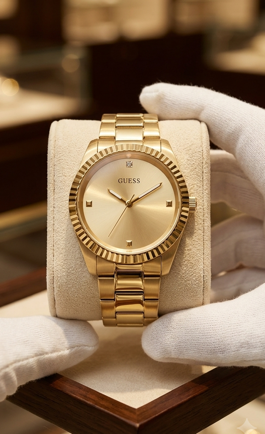 GUESS Connoisseur Men's All-Gold Watch with Diamond Accent GW0542G2