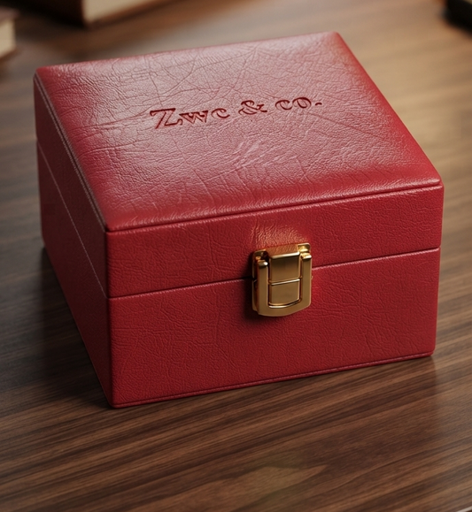 Luxury Red PU Leather Watch Box with Blue Velvet Interior | Zwc & Co.
