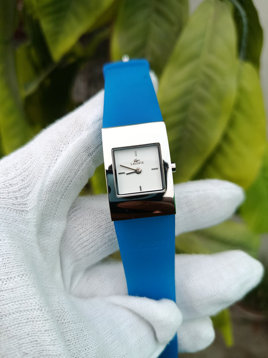 Lacoste Women’s Watch (Square Case, Blue Rubber Strap)