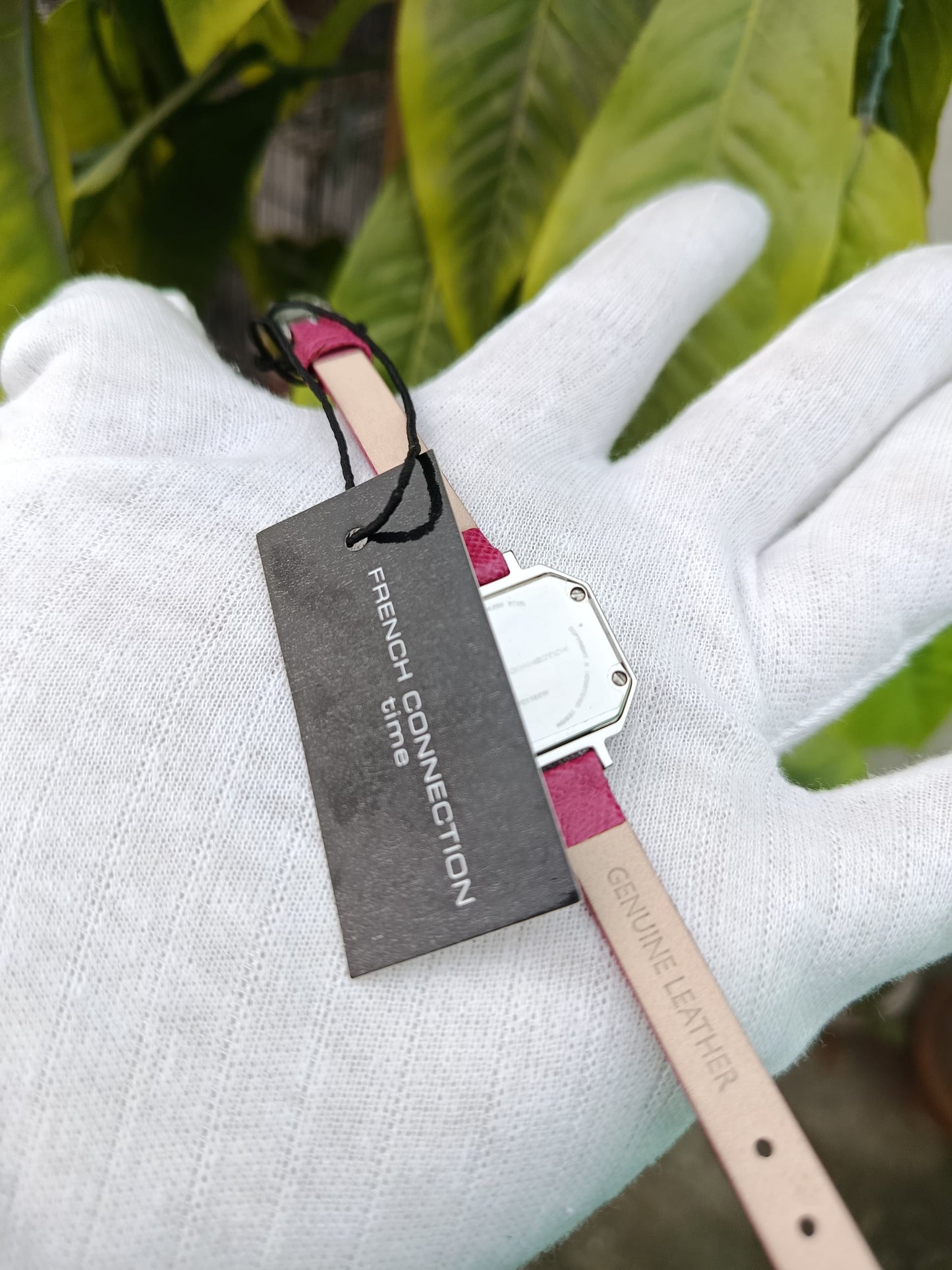 French Connection Women’s Quartz Watch (Pink Leather Strap)