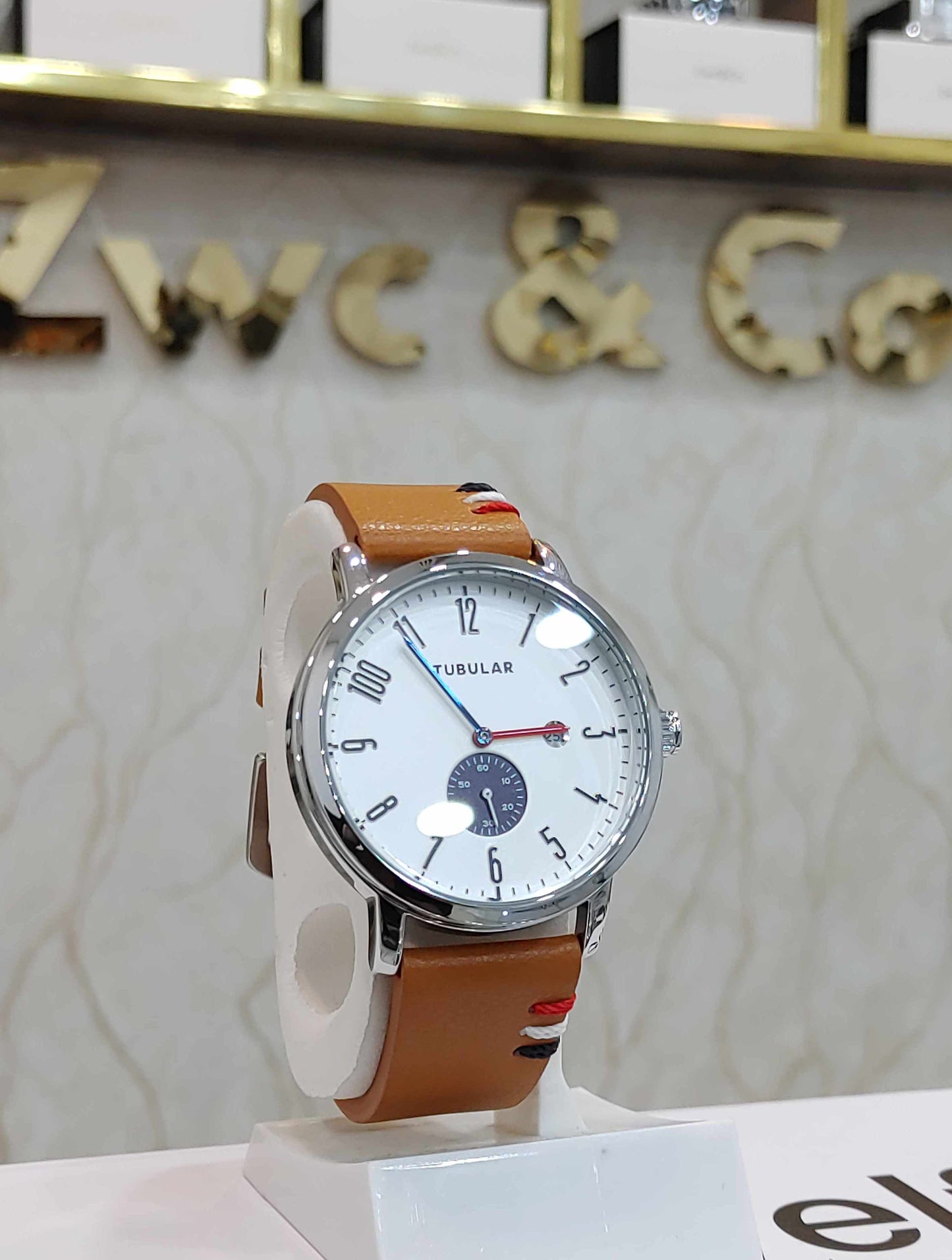 Tubular Watch Down Second Date For Men Leather Strap