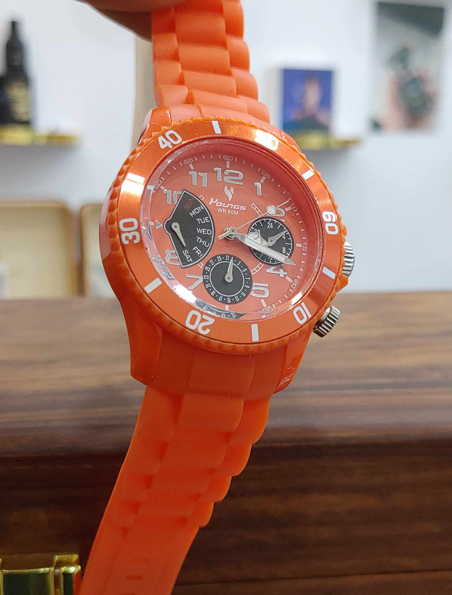 Youngs Orange Soft Rubber Strap Unisex Watch