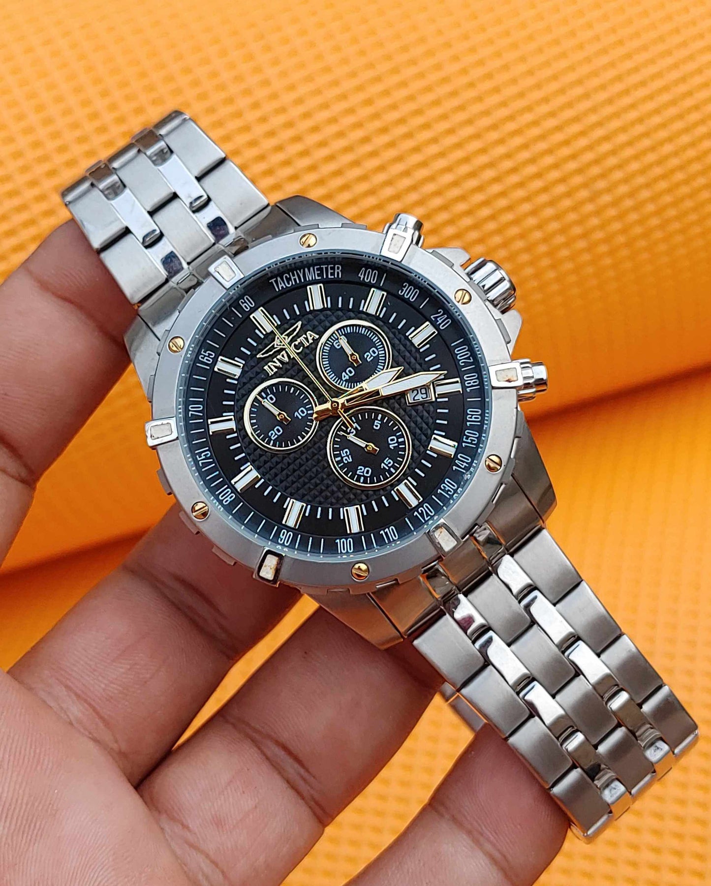 Invicta Silver Luxury Chronograph Watch For Men Quartz