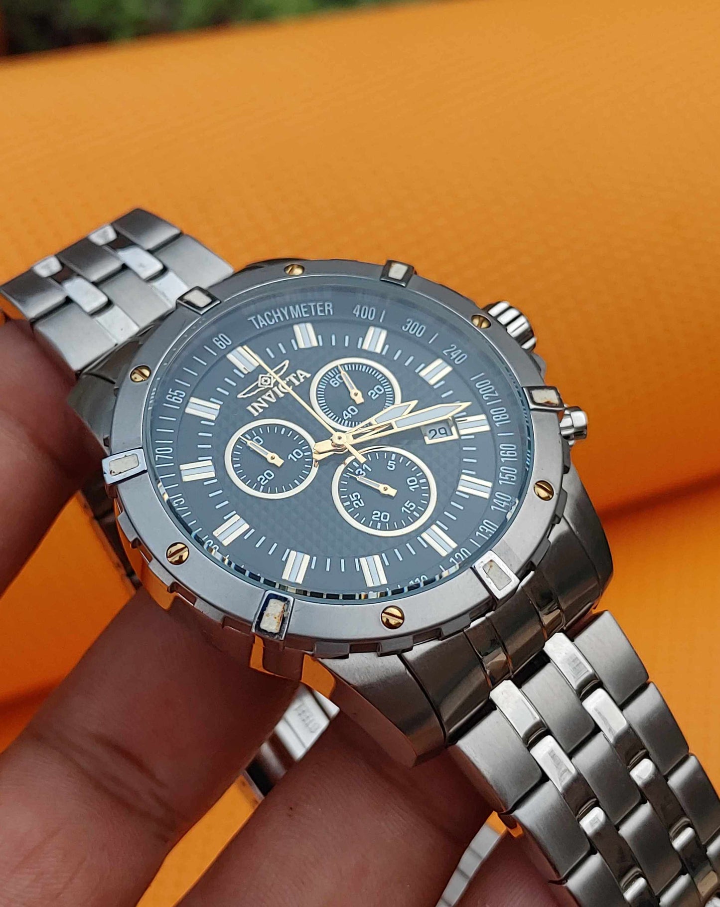 Invicta Silver Luxury Chronograph Watch For Men Quartz