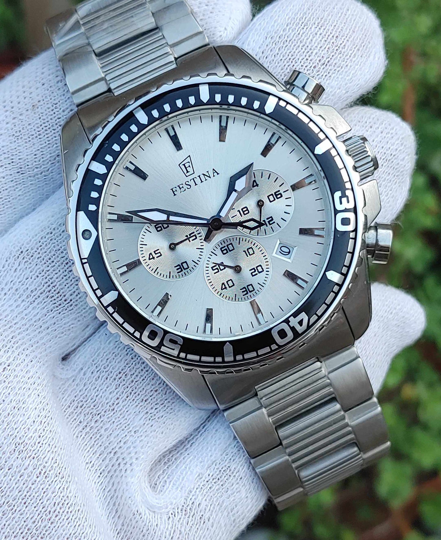 Festina 44mm Solid Stainless Watch For Men Chornograph