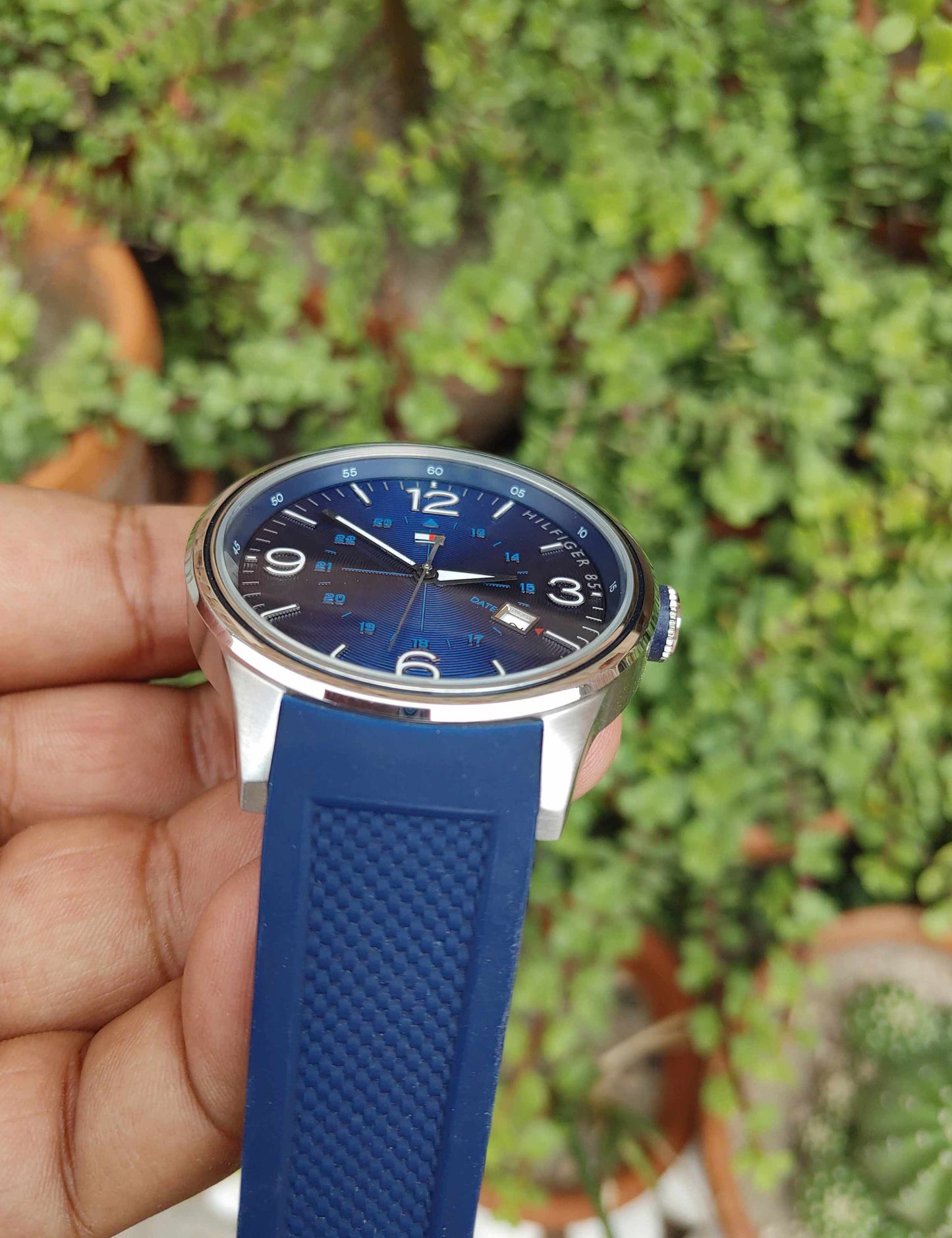 Hilfiger Blue Rubber Band Wrist Watch For Men