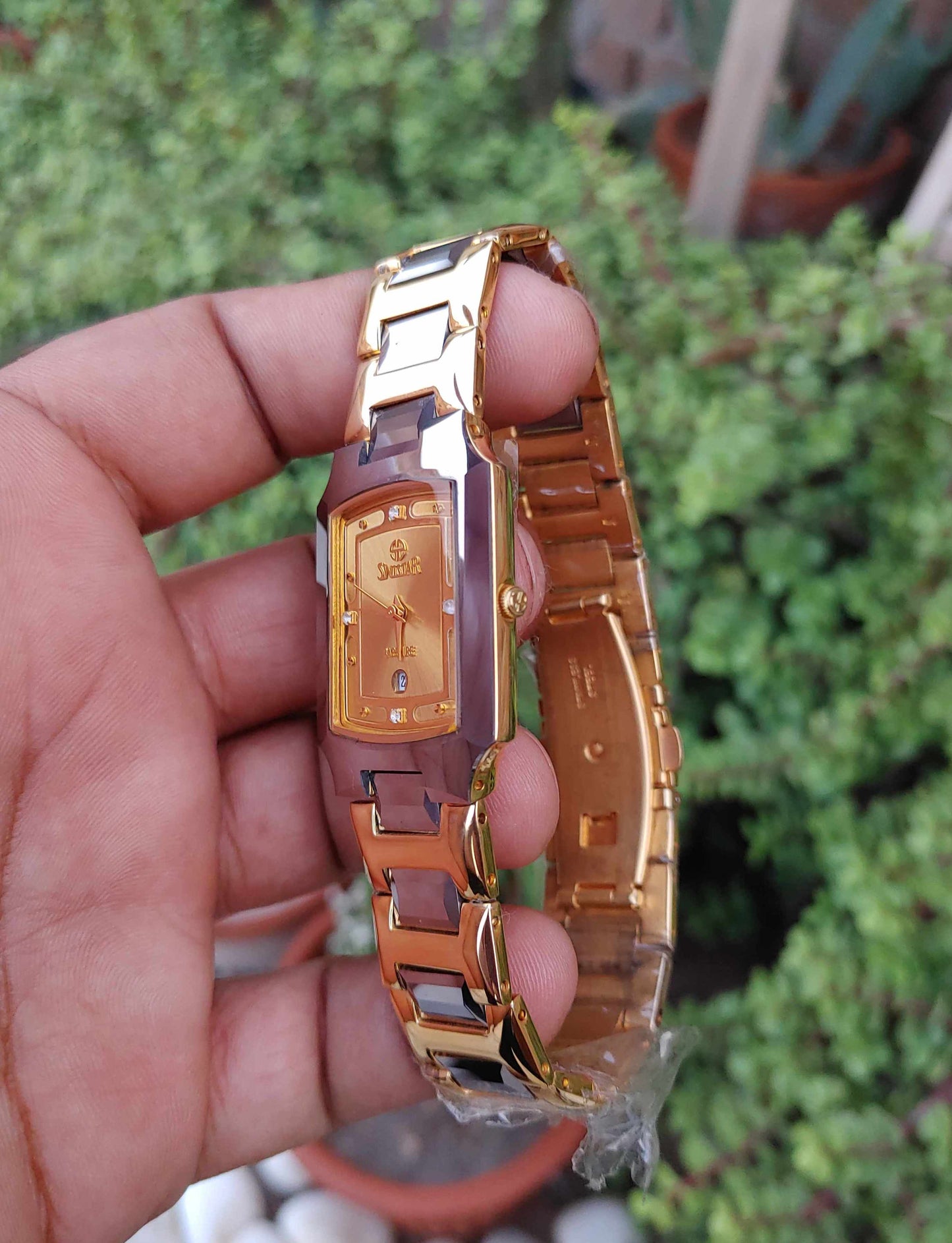 Swistar 23k Gold Plated Watch For Men Ceramic Two Tone