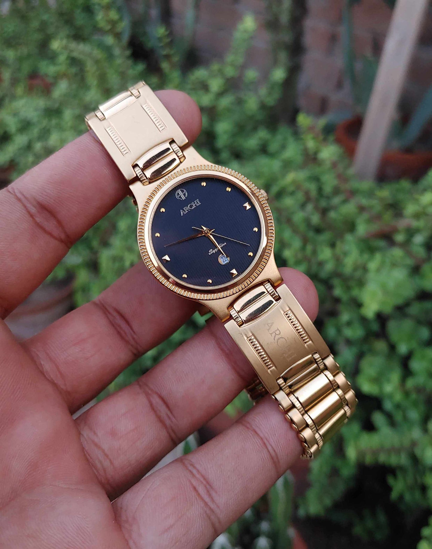 Archi Swiss Eb 22k Gold Plated Watch For Men