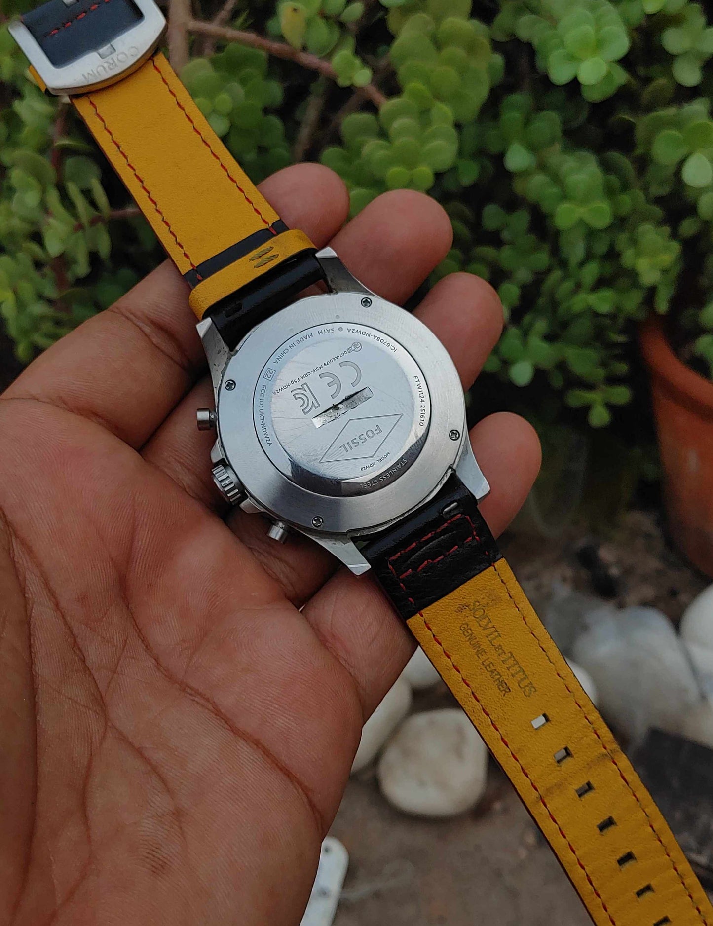Fossil Hybrid Leather Strap Wrist Watch for Men