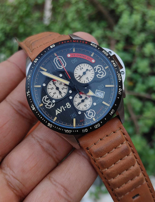 Avi-8 Aviation Edition Pilots Watch For Men in Leather Strap