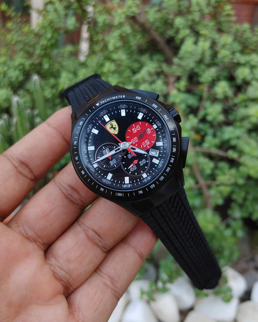 Ferrari Sports Chornograph Stop Watch For Men in Rubber Strap