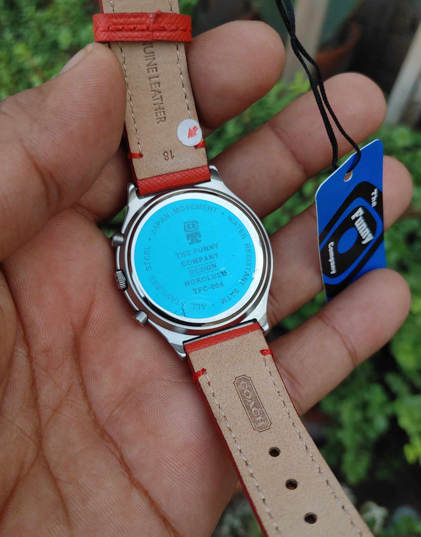 The Funny Company Chornograph Watch For Men in Red Leather Strap 40mm Case Diameter