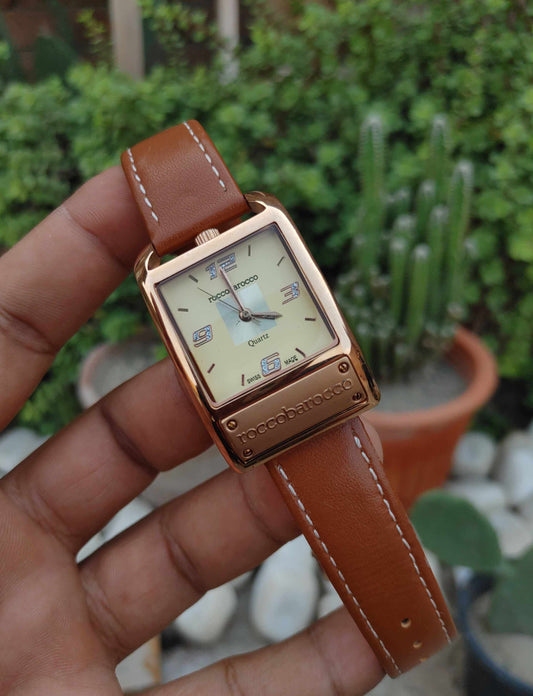Rocco Borocco Watch Rose Gold Leather Strap