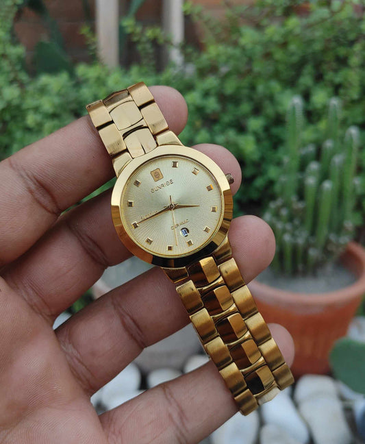Sunrise Swiss Vintage Watch yellow Gold Dial
