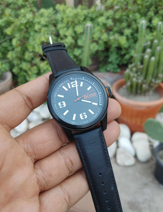 Hugo Boss Watch For Men In Leather Strap Classic Sports Watch